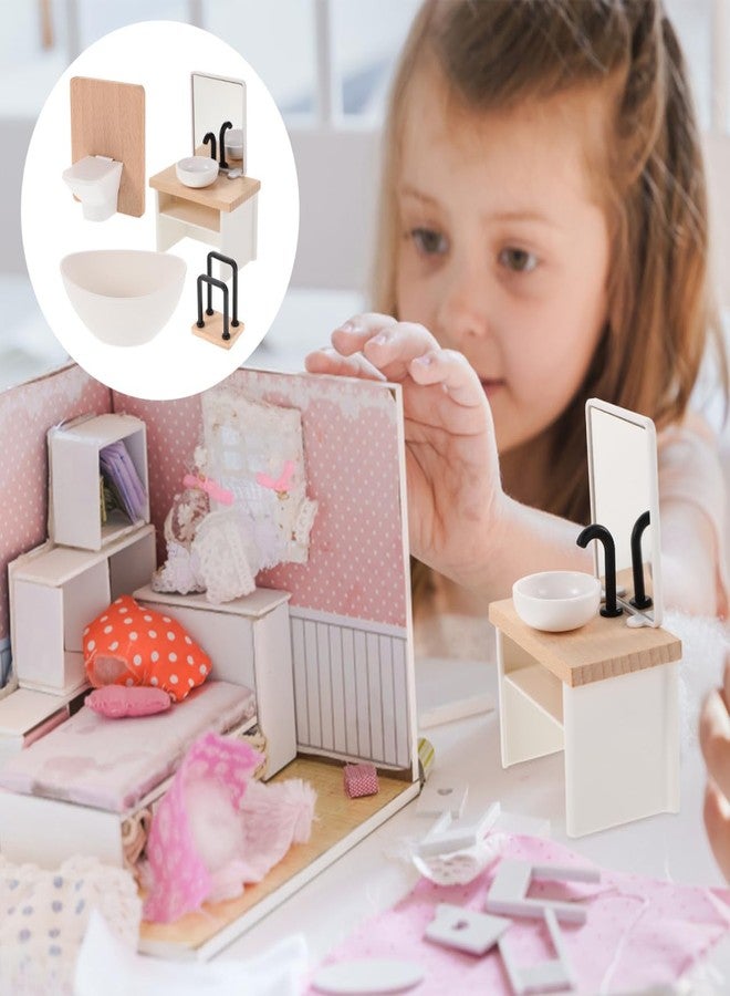 JOINPAYA Dollhouse Bathroom Set: 1:12 Scale Shower Room Model Miniature Toilet Bathtub Basin Cabinet with Sink for Dollhouse Accessories - Image 2
